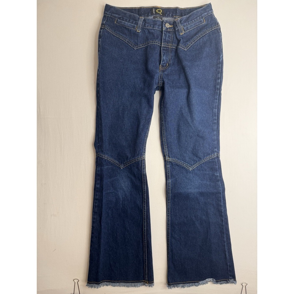 Quick Q Jeans Women Junior 13 Bootcut Flare Mid Rise Stretch Fringe Distressed